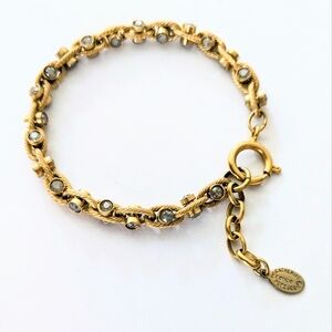 CATHERINE POPESCO Gold Plated Sand Opal Crystal Textured Link Chain Bracelet